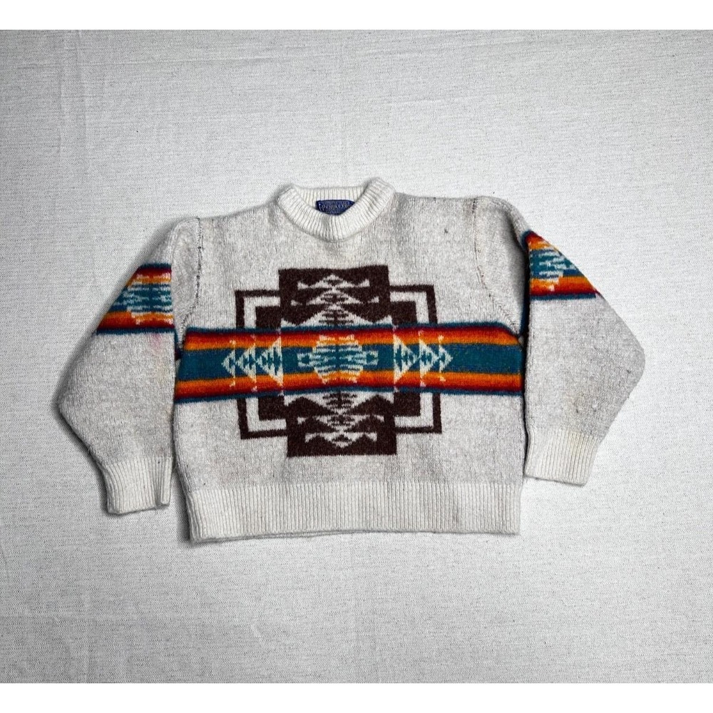 Vintage Pendleton Wool Sweater Youth XL Southwest Aztec USA Made Pullover
